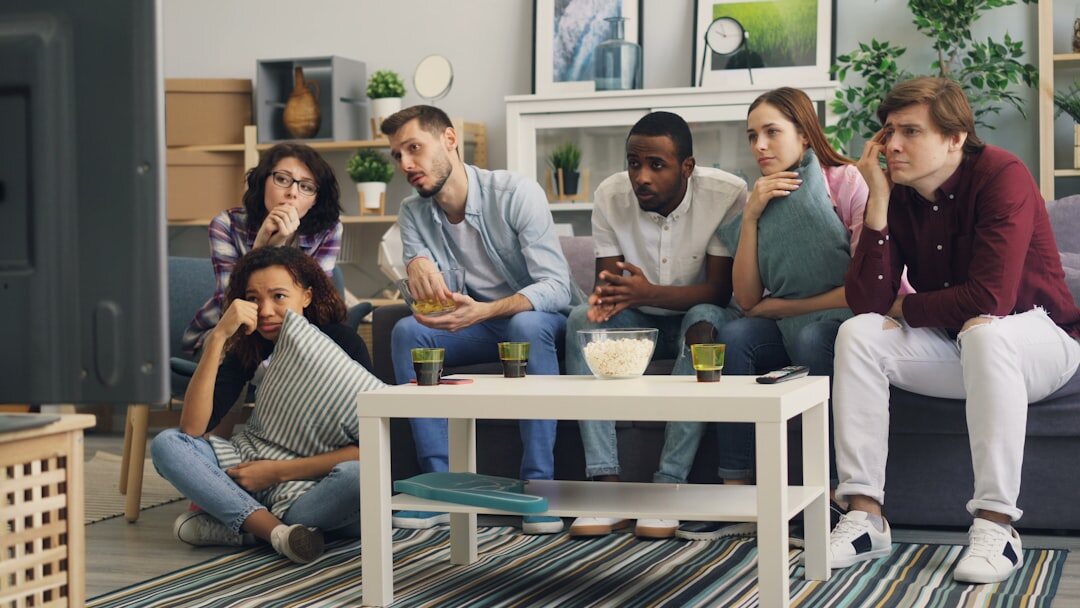 group of friends watching tv